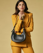 Ornella (black) - Italian calf leather women's crossbody bag (with shoulder strap) - Che Cose Belle
