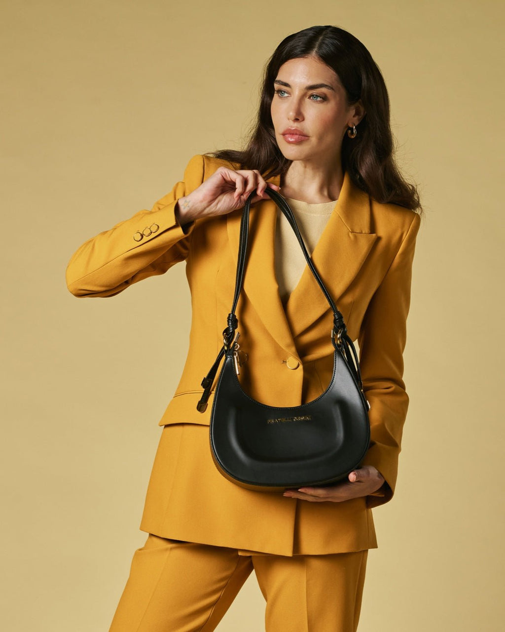 Ornella (black) - Italian calf leather women's crossbody bag (with shoulder strap) - Che Cose Belle