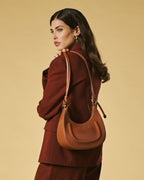Ornella (cognac) - Italian calf leather women's crossbody bag (with shoulder strap) - Che Cose Belle