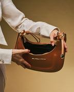Ornella (cognac) - Italian calf leather women's crossbody bag (with shoulder strap) - Che Cose Belle