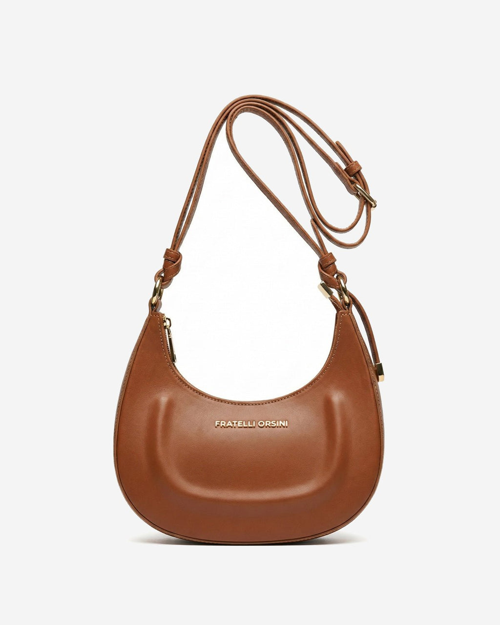 Ornella (cognac) - Italian calf leather women's crossbody bag (with shoulder strap) - Che Cose Belle