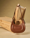 Ornella (cognac) - Italian calf leather women's crossbody bag (with shoulder strap) - Che Cose Belle