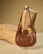Ornella (cognac) - Italian calf leather women's crossbody bag (with shoulder strap) - Che Cose Belle