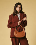 Ornella (cognac) - Italian calf leather women's crossbody bag (with shoulder strap) - Che Cose Belle