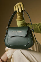 Ottavia (green) - Italian calf leather women's crossbody bag (with shoulder strap) - Che Cose Belle