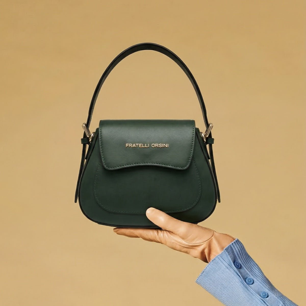 Ottavia (green) - Italian calf leather women's crossbody bag (with shoulder strap) - Che Cose Belle