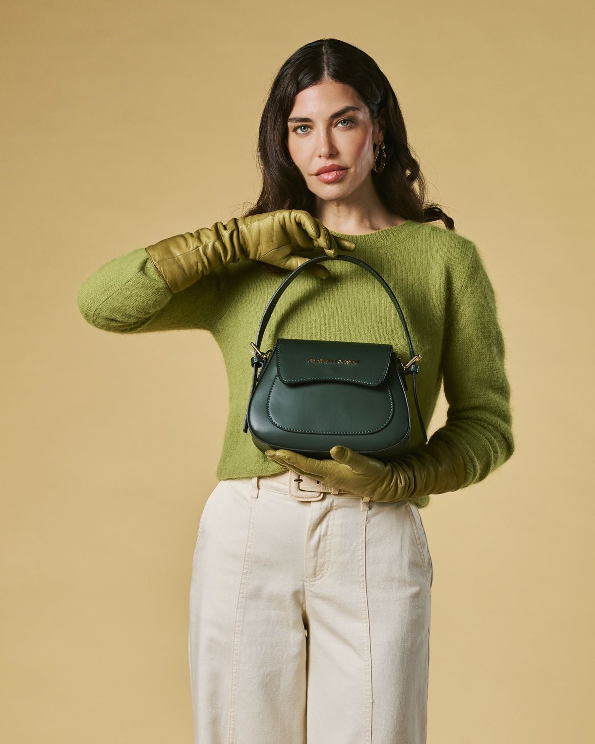 Ottavia (green) - Italian calf leather women's crossbody bag (with shoulder strap) - Che Cose Belle