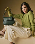 Ottavia (green) - Italian calf leather women's crossbody bag (with shoulder strap) - Che Cose Belle
