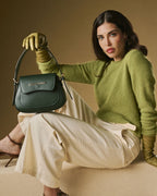 Ottavia (green) - Italian calf leather women's crossbody bag (with shoulder strap) - Che Cose Belle