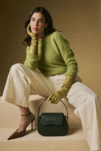 Ottavia (green) - Italian calf leather women's crossbody bag (with shoulder strap) - Che Cose Belle