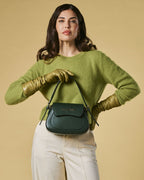Ottavia (green) - Italian calf leather women's crossbody bag (with shoulder strap) - Che Cose Belle