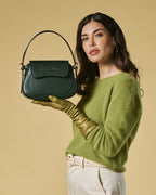 Ottavia (green) - Italian calf leather women's crossbody bag (with shoulder strap) - Che Cose Belle