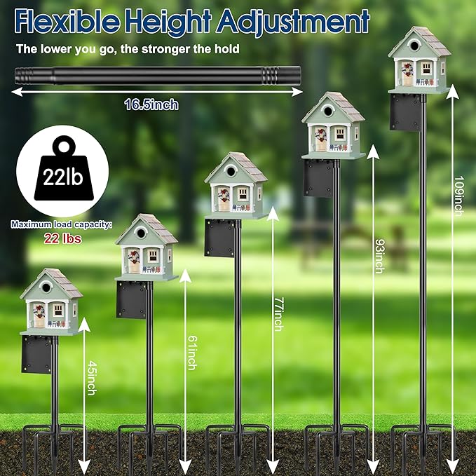 Ottsuls 2 Pack 109 Inch Heavy Duty Bird Feeder Pole Kit for Wild Birds, with 5 - Prong Base Feeding Station, Adjustable Birdhouse Stand - Che Cose Belle