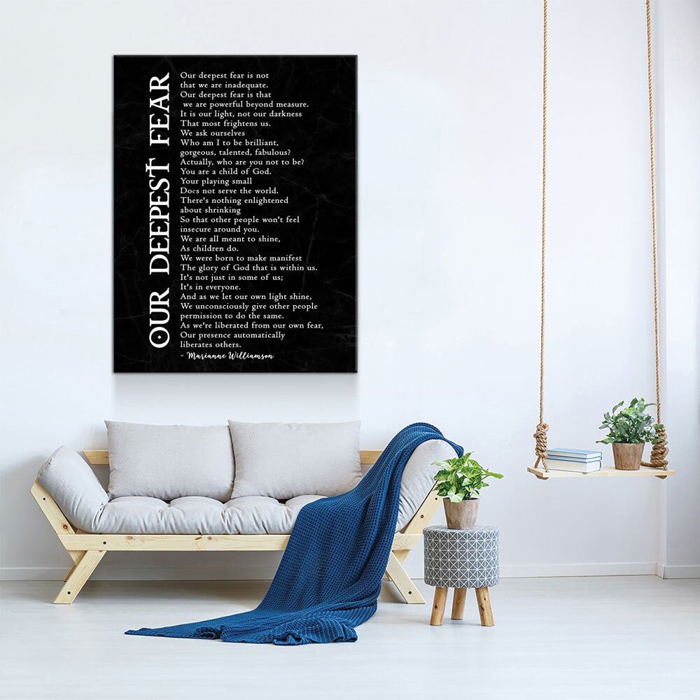 Our Deepest Fear Poem Canvas Wall Art, Marianne Williamson Poem, Graduation Gift, Office Artwork, Guidance Counselor Decor , Teacher Decor - Che Cose Belle