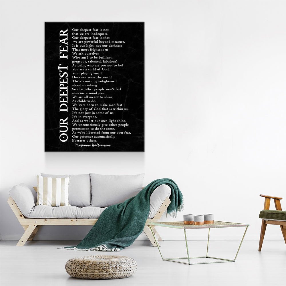 Our Deepest Fear Poem Canvas Wall Art, Marianne Williamson Poem, Graduation Gift, Office Artwork, Guidance Counselor Decor , Teacher Decor - Che Cose Belle