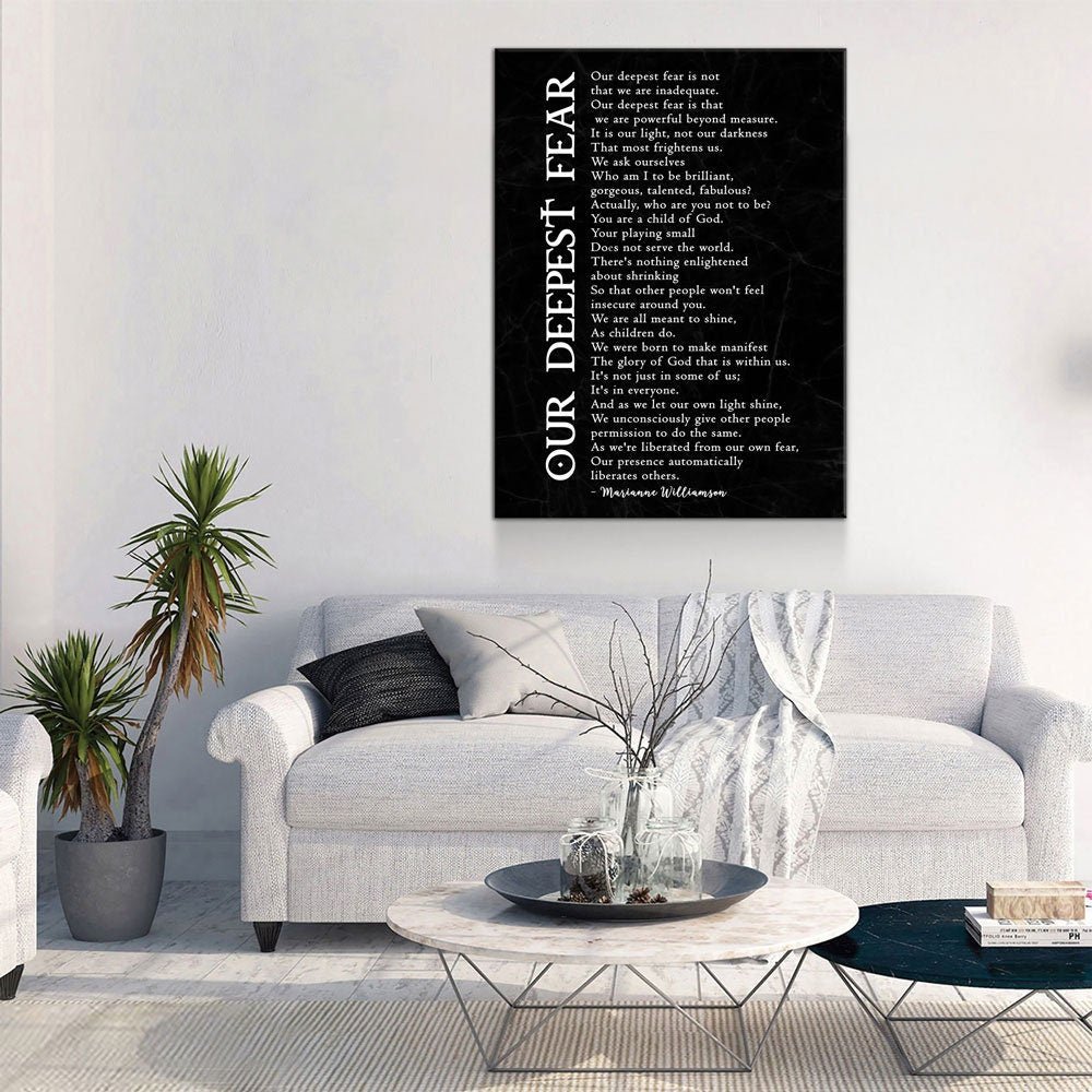 Our Deepest Fear Poem Canvas Wall Art, Marianne Williamson Poem, Graduation Gift, Office Artwork, Guidance Counselor Decor , Teacher Decor - Che Cose Belle