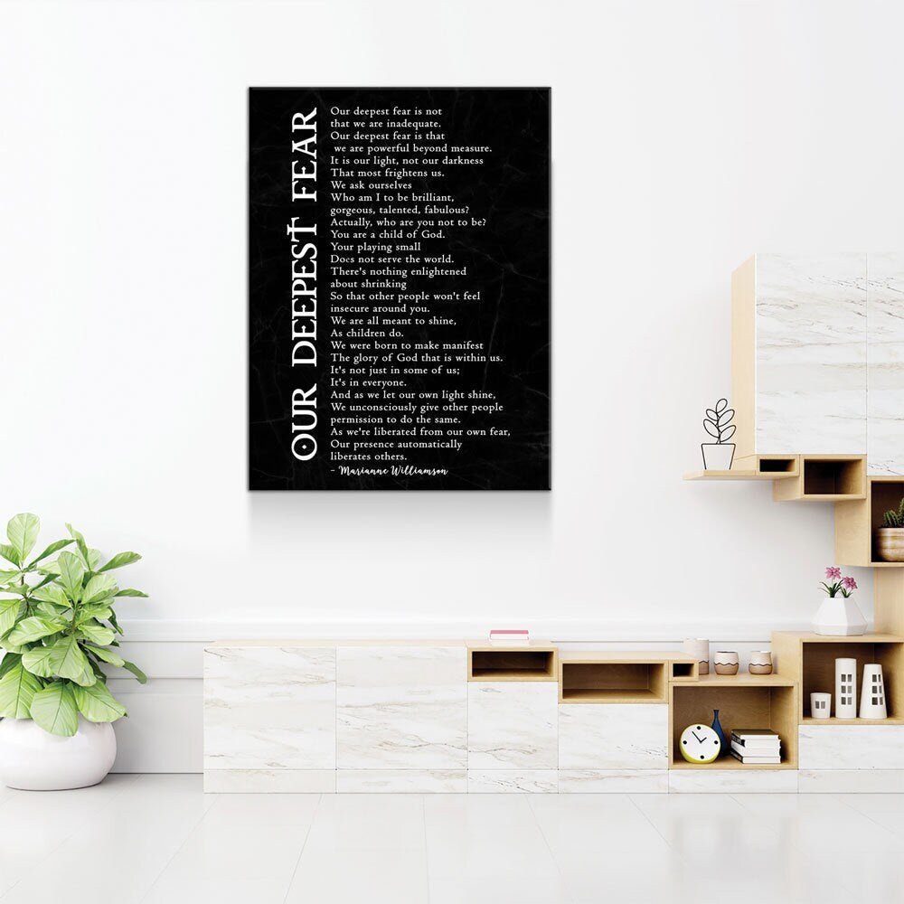 Our Deepest Fear Poem Canvas Wall Art, Marianne Williamson Poem, Graduation Gift, Office Artwork, Guidance Counselor Decor , Teacher Decor - Che Cose Belle