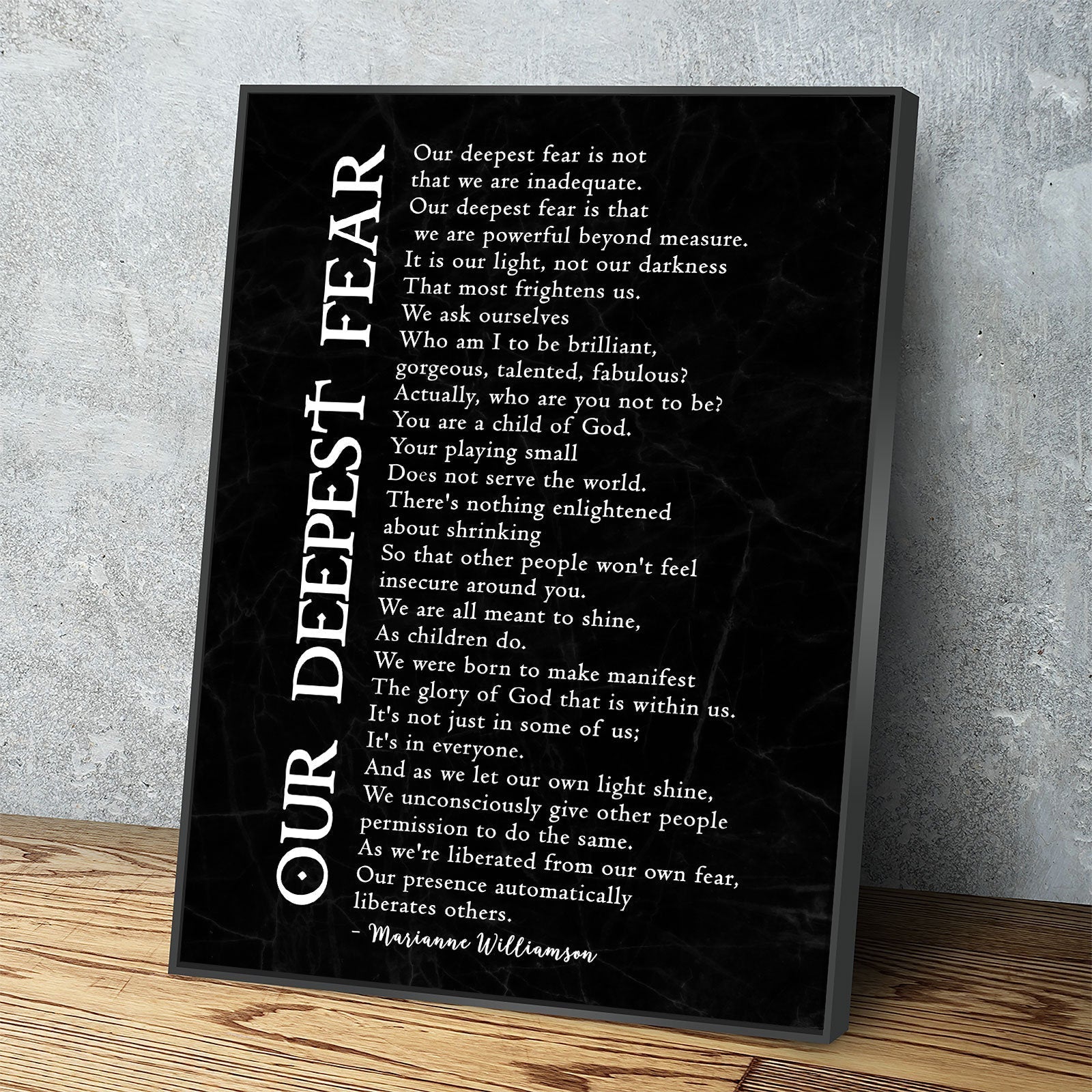 Our Deepest Fear Poem Canvas Wall Art, Marianne Williamson Poem, Graduation Gift, Office Artwork, Guidance Counselor Decor , Teacher Decor - Che Cose Belle
