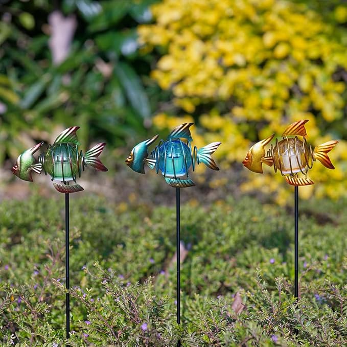 Outdoor Garden Solar Lights,Fish Solar Figurine Lights with Stakes,Waterproof Decorative Solar Lights for Patio,Yard,Lawn,Garden Stakes Decorative Present for Mom - Che Cose Belle