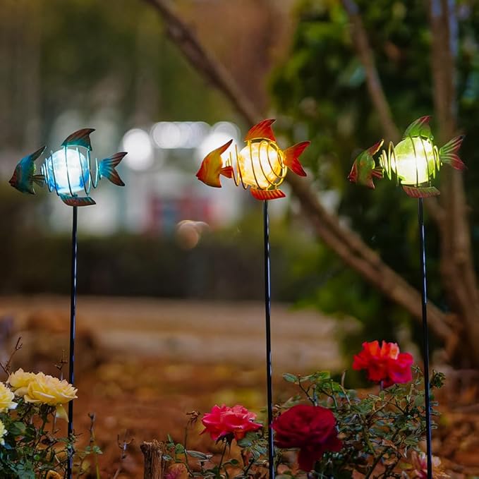 Outdoor Garden Solar Lights,Fish Solar Figurine Lights with Stakes,Waterproof Decorative Solar Lights for Patio,Yard,Lawn,Garden Stakes Decorative Present for Mom - Che Cose Belle