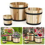 Outdoor Wooden Planter Box with Drainage Holes Set of 3 - Che Cose Belle