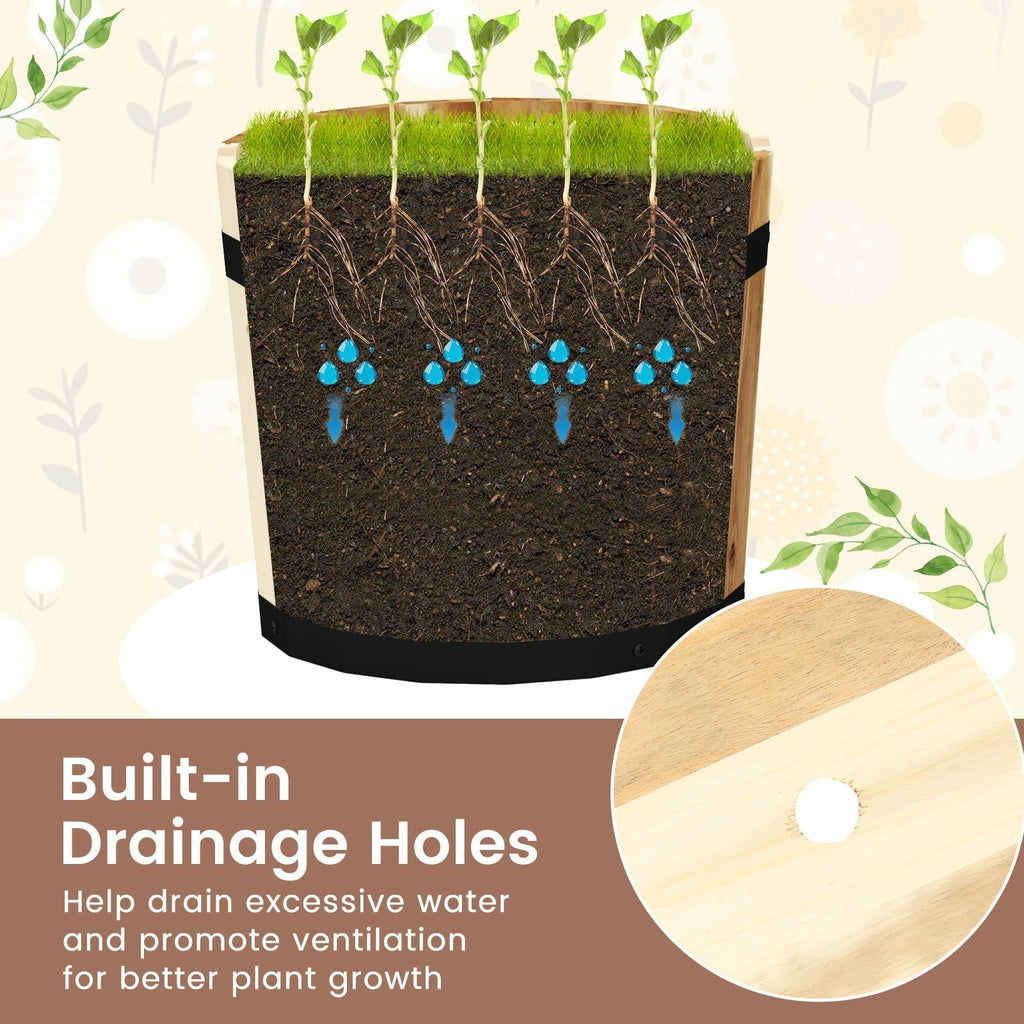 Outdoor Wooden Planter Box with Drainage Holes Set of 3 - Che Cose Belle