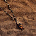 Outstanding Strength - Tiger's Eye Evil Eye Slab Necklace - Che Cose Belle