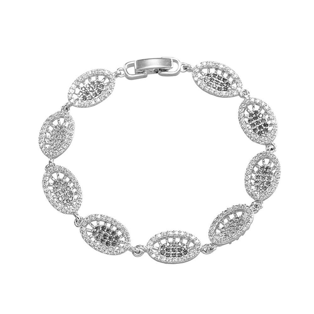 Oval Link Bracelet with White Diamond Cubic Zirconia - Che Cose Belle