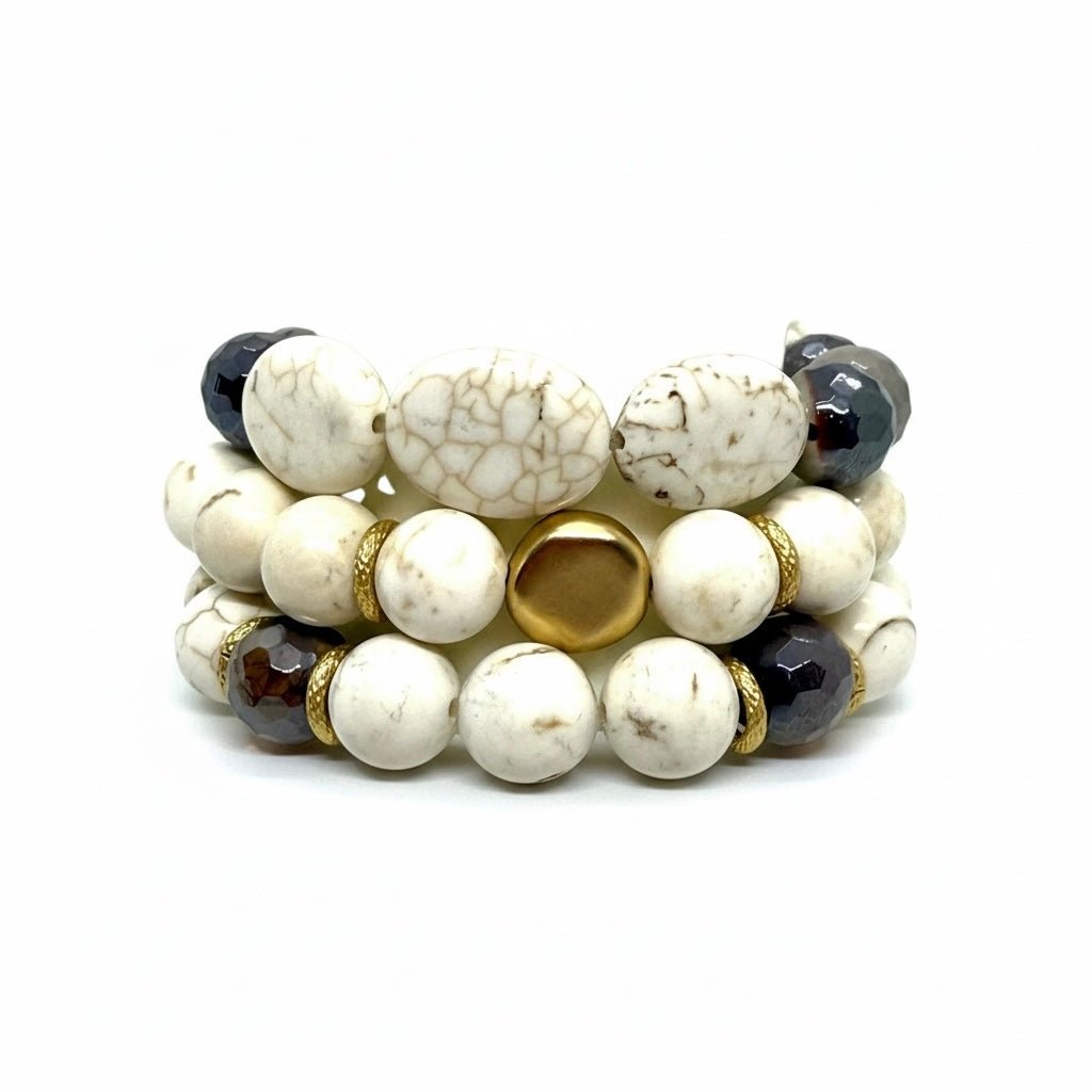 Oval White Magnesite and Mookaite Bracelet - Che Cose Belle