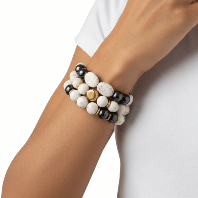 Oval White Magnesite and Mookaite Bracelet - Che Cose Belle