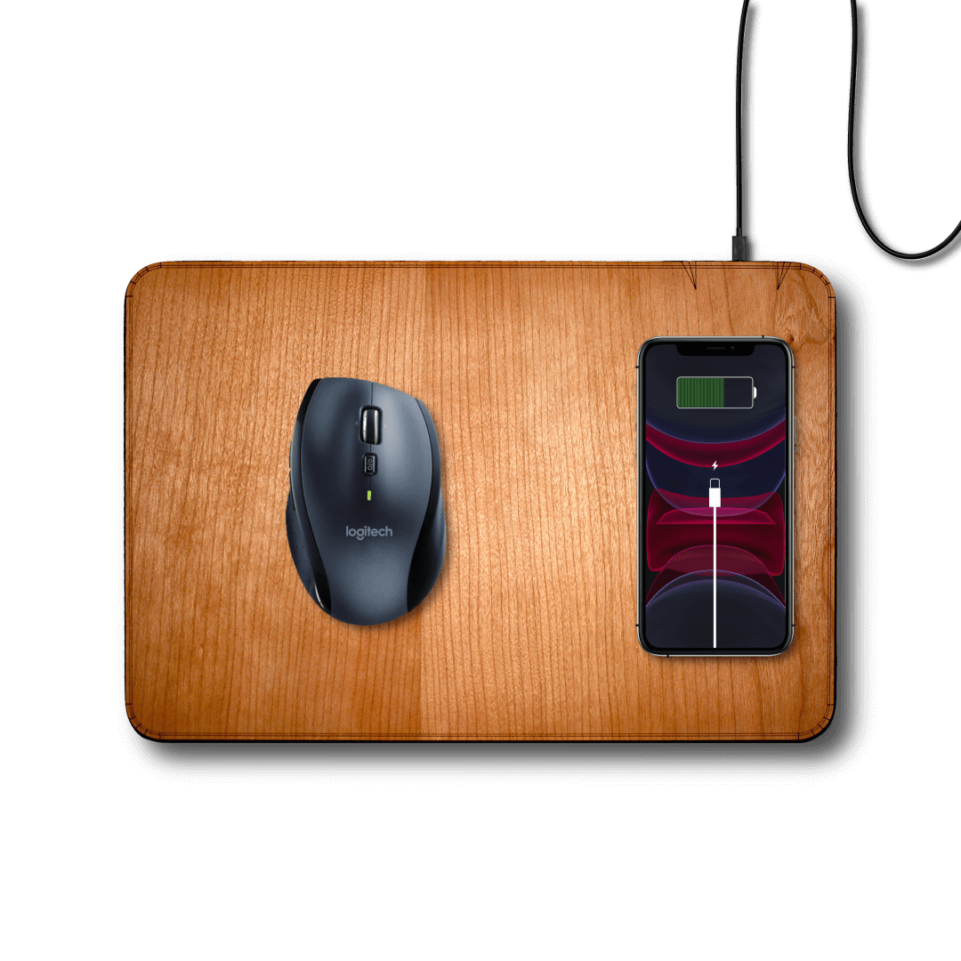 Oversize Wood Mousepad with 15 watt Wireless Fast Charger - Che Cose Belle