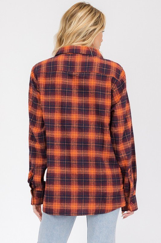 Oversized Checker Plaid Flannel Long Sleeve - Che Cose Belle