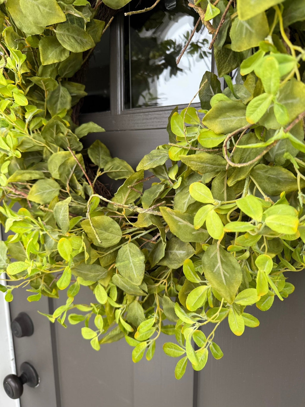 Oversized Mixed Green Foliage Twig Door Wreath | 30'' - Che Cose Belle