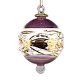 Floral Etched 3" Glass Ball - Purple