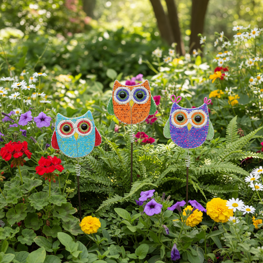 Owl Garden Stake, Asst (Set of 3) - Che Cose Belle