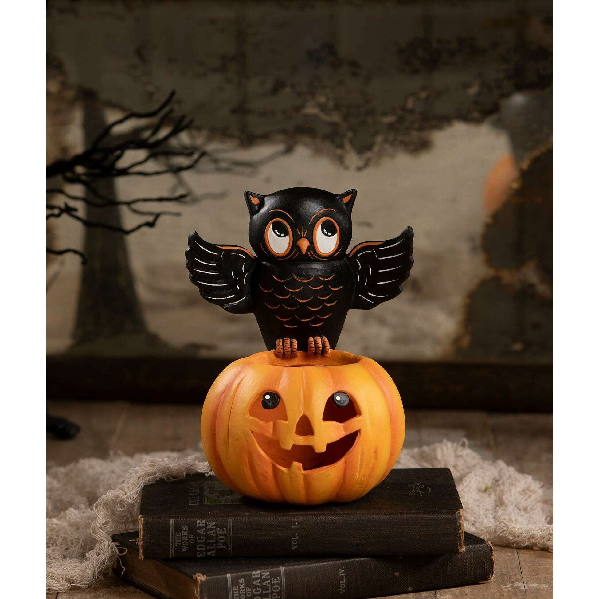 Owl on Jack O'Lantern | Halloween Decor | Bethany Lowe