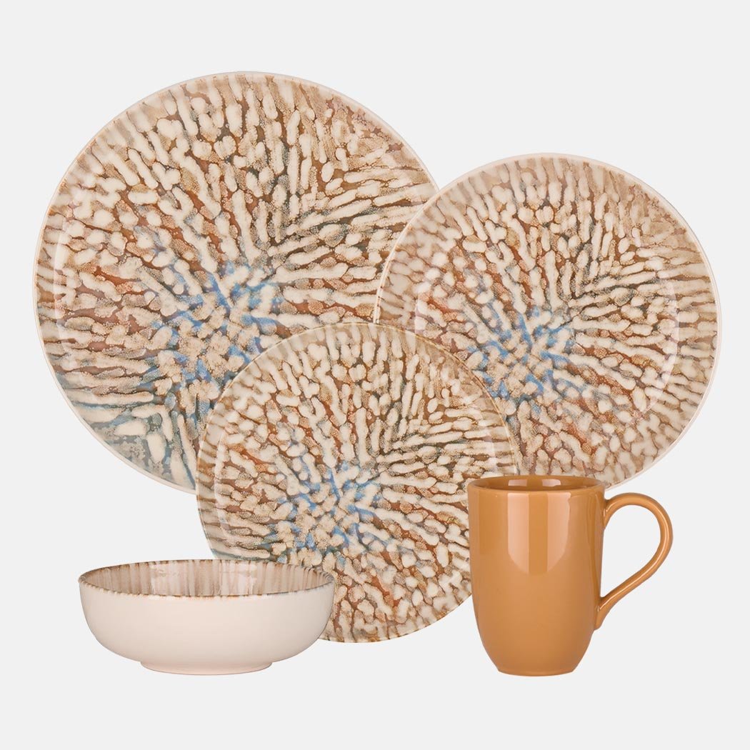 Oxford Contempo, Caribbean Stoneware 20 Piece Dinnerware Set, Service for 4 - Che Cose Belle