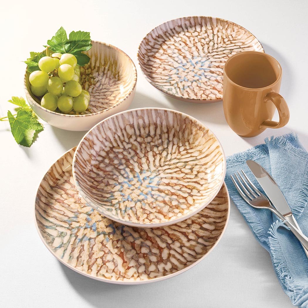 Oxford Contempo, Caribbean Stoneware 20 Piece Dinnerware Set, Service for 4 - Che Cose Belle