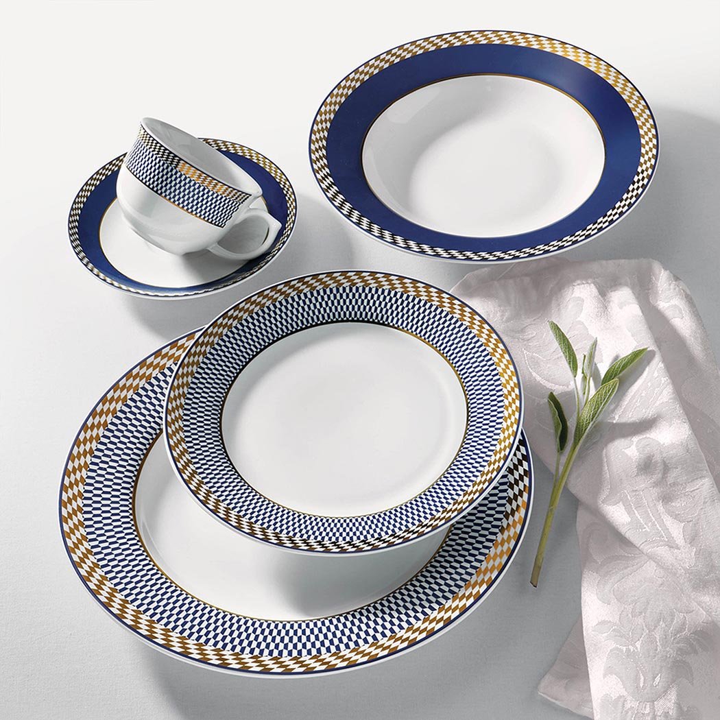 Oxford Flamingo, Op Art Porcelain 20 Piece Dinnerware Set, Service for 4 - Che Cose Belle