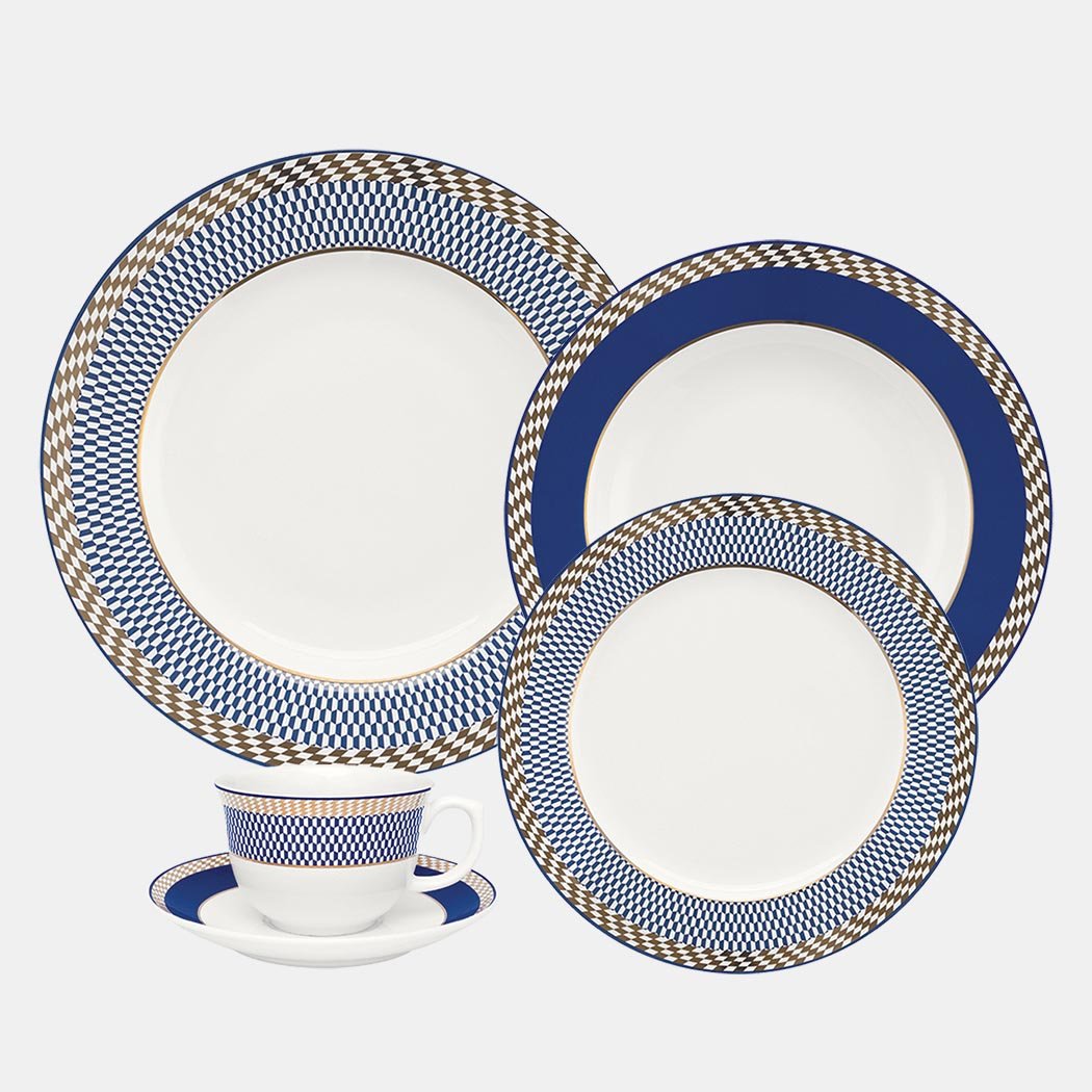 Oxford Flamingo, Op Art Porcelain 20 Piece Dinnerware Set, Service for 4 - Che Cose Belle