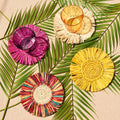 Pahiyas Woven Fringe Raffia Coasters Rainbow, Set of 4 - Che Cose Belle