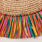Pahiyas Woven Raffia Fringe Placemats Multi Rainbow, Set of 2 - Che Cose Belle