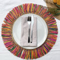 Pahiyas Woven Raffia Fringe Placemats Multi Rainbow, Set of 2 - Che Cose Belle