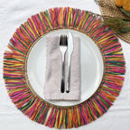 Pahiyas Woven Raffia Fringe Placemats Multi Rainbow, Set of 2 - Che Cose Belle