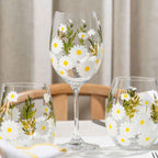 Painted Daisy Wine Glasses - Che Cose Belle