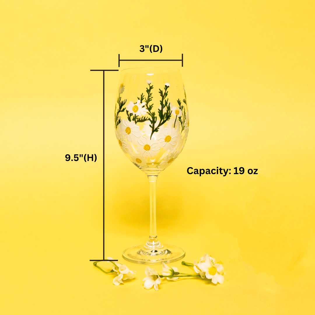 Painted Daisy Wine Glasses - Che Cose Belle