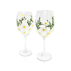 Painted Daisy Wine Glasses - Che Cose Belle