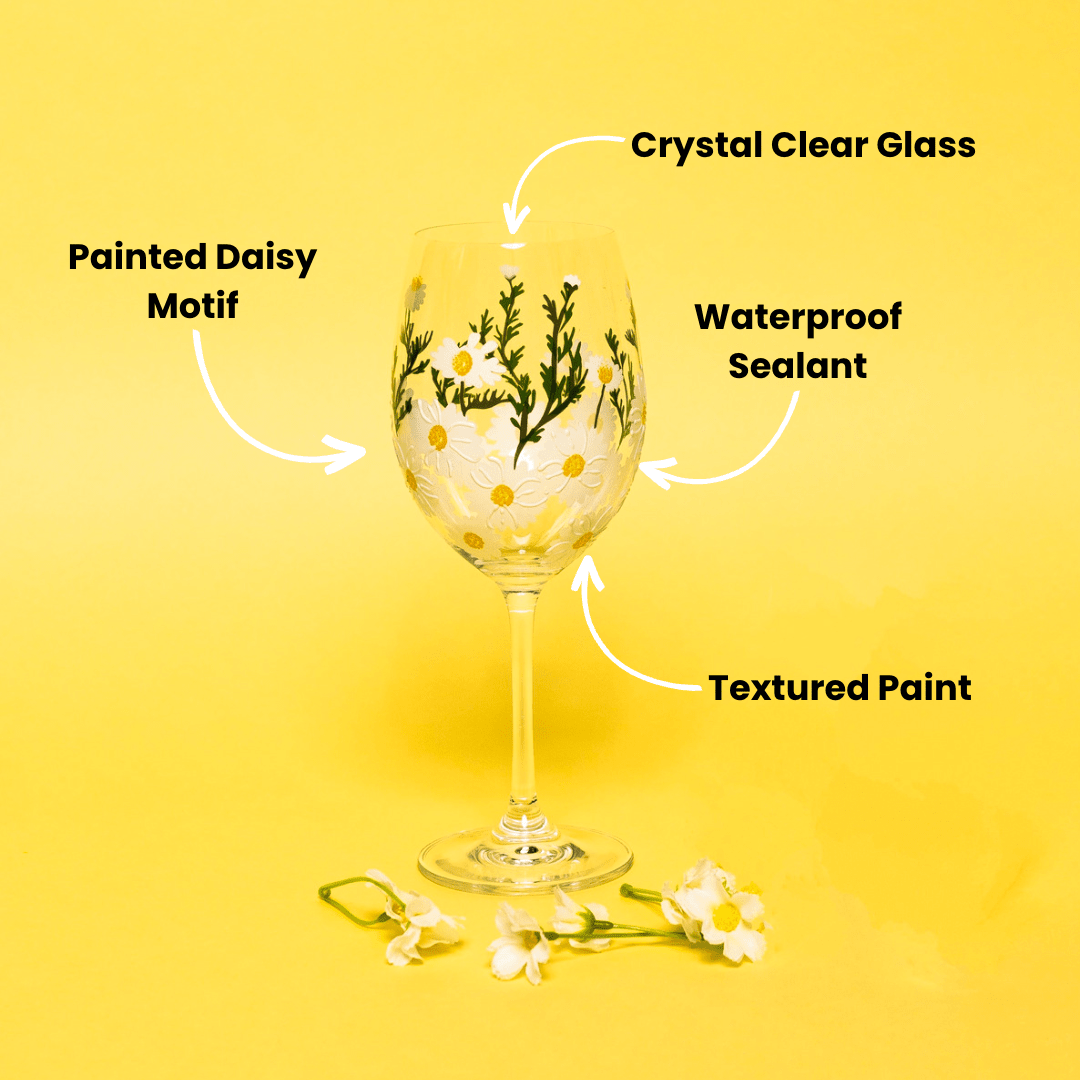 Painted Daisy Wine Glasses - Che Cose Belle