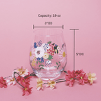 Painted Floral Stemless Wine Glasses - Che Cose Belle