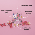 Painted Floral Stemless Wine Glasses - Che Cose Belle